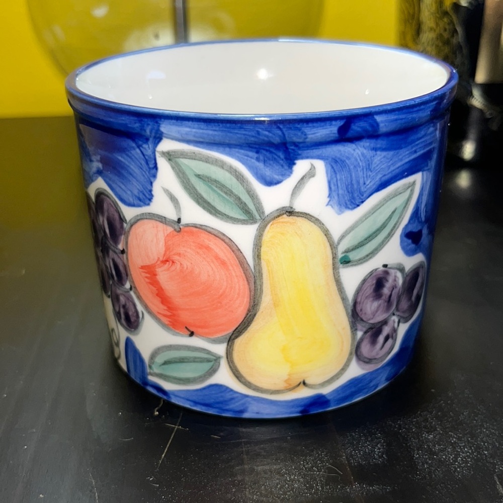 🐇 Emerald Collection Fruit Party mug - soup mug -3.25” Tall, 4” Rim